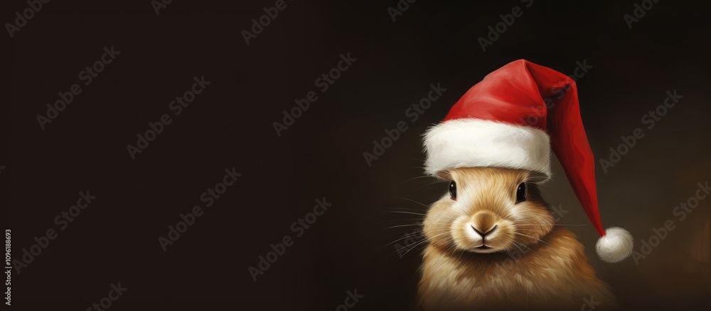 Cute rabbit in a Santa hat celebrating the holiday season in a festive and cheerful manner for winter-themed designs. Cute rabbit in a Santa hat celebrating the holiday season in a festive and cheerful manner for winter-themed designs.