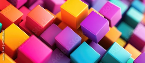 Colorful 3D Cube Pattern for Abstract Backdrop Design with Vibrant Gradient Hues and Modern Aesthetic Appeal