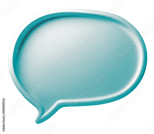 Empty blue volumetric speech bubble isolated on white and transparent background. PNG.