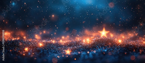 Bokeh background with sparkling stars creating a magical and dreamy atmosphere for artistic and festive themes