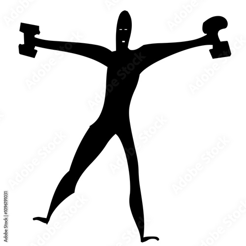 illustration de personne, homme et femme pratiquant activité de fitness, silhouette noire photo