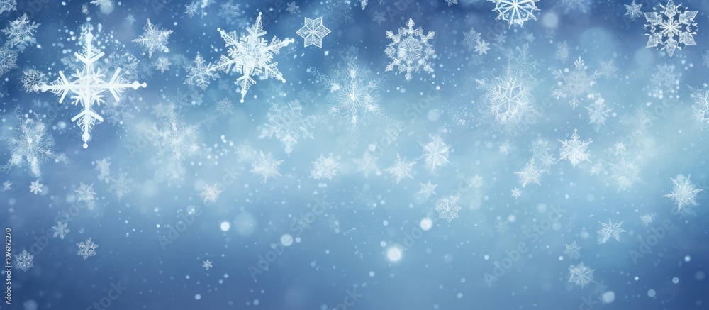 Serene winter background featuring falling snowflakes and a soft blue gradient creating a tranquil seasonal atmosphere. Serene winter background featuring falling snowflakes and a soft blue gradient creating a tranquil seasonal atmosphere.