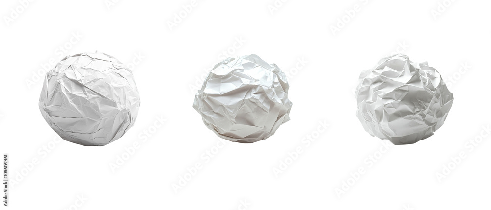 White crumpled paper ball isolated on a white background White crumpled paper ball isolated on a white background