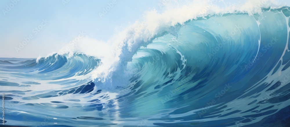 Vibrant ocean waves crashing with dynamic splashes under a clear blue sky capturing the essence of seaside tranquility and natural beauty Vibrant ocean waves crashing with dynamic splashes under a clear blue sky capturing the essence of seaside tranquility and natural beauty