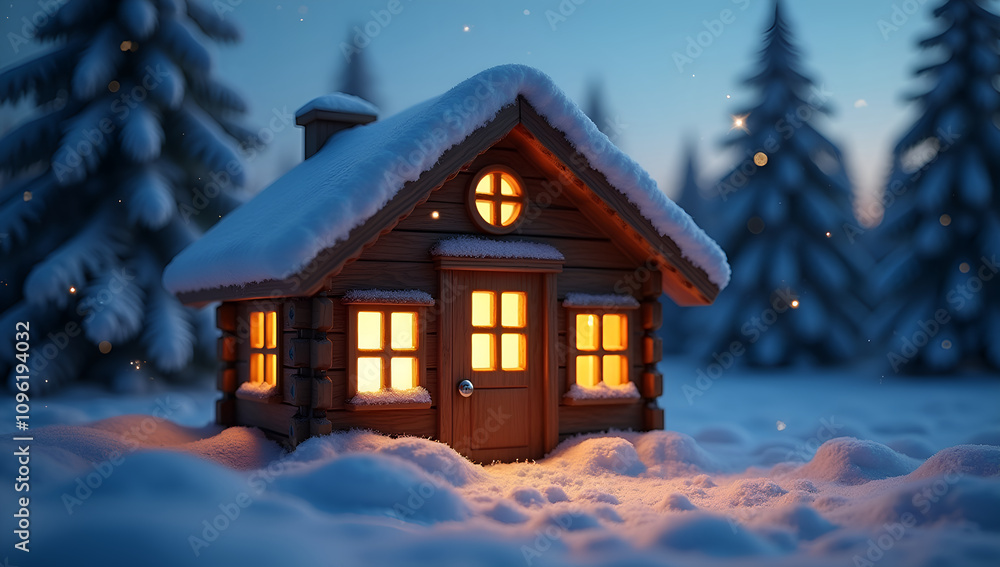 Rustic LED Cabin Lantern in Twilight Snow Rustic LED Cabin Lantern in Twilight Snow