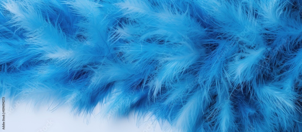 Blue fluffy tinsel with white tips creating a festive border for a blank Christmas card mockup in a top-down view setting Blue fluffy tinsel with white tips creating a festive border for a blank Christmas card mockup in a top-down view setting