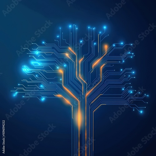 Digital Tree Design with Circuit Patterns and Lights