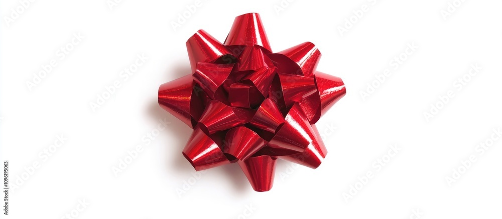 Red decorative bow for gift wrapping isolated on a clean white background showcasing elegance and festive charm for holiday presents Red decorative bow for gift wrapping isolated on a clean white background showcasing elegance and festive charm for holiday presents