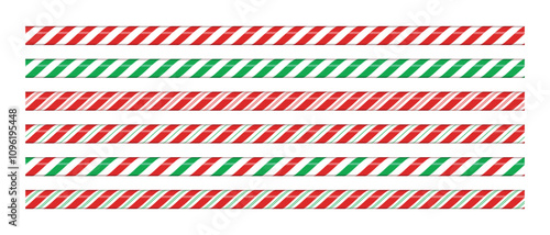Candy cane line with red and green striped. Seamless line with striped candy pattern. Candy lines. Vector illustration