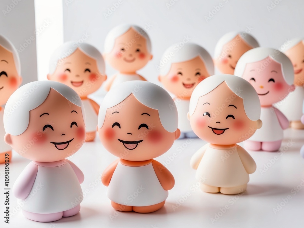 Cute Cartoon Characters with Happy Faces. Cute Cartoon Characters with Happy Faces.