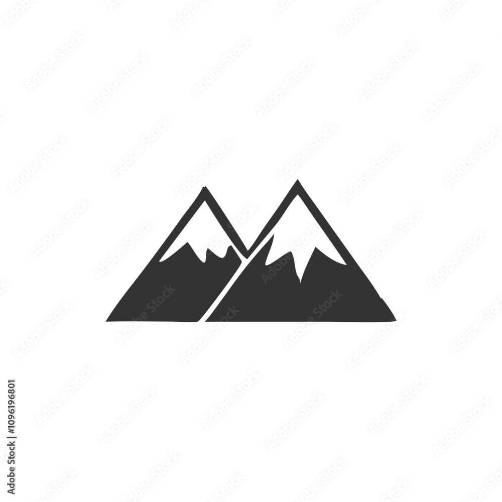 Mountains icon design black and white color Mountains icon design black and white color