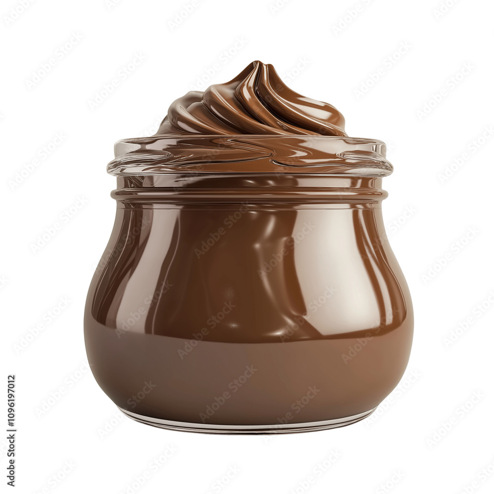 Chocolate spread in glass jar isolated on transparent background. Chocolate spread in glass jar isolated on transparent background.
