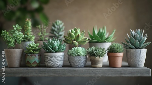 Wallpaper Mural a collection of potted succulents in various shapes and sizes Torontodigital.ca