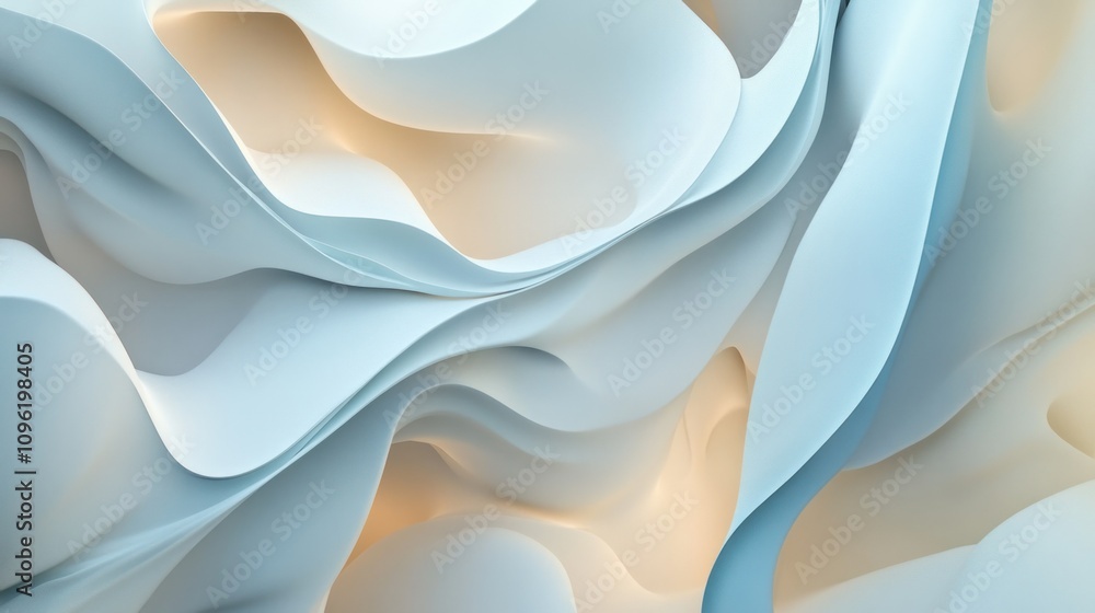 Obraz premium Smooth abstract 3D forms, blending soft colors in gradients to create a calming and harmonious design
