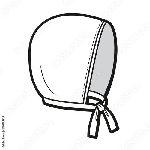 Reversible bonnet hat vector template technical illustration.