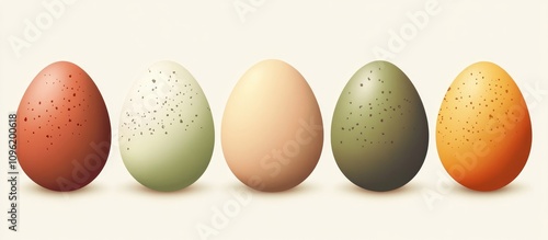 Colorful illustration of decorative eggs in various shades perfect for Easter or spring themed designs and promotional materials photo