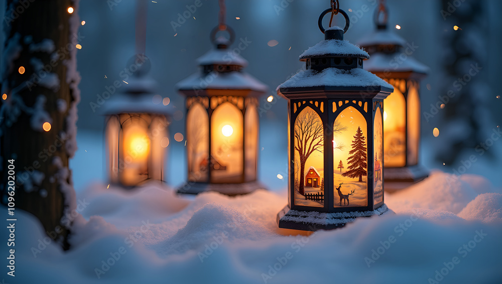 Frosted Lantern Elegance: Winter's Warm Glow Frosted Lantern Elegance: Winter's Warm Glow