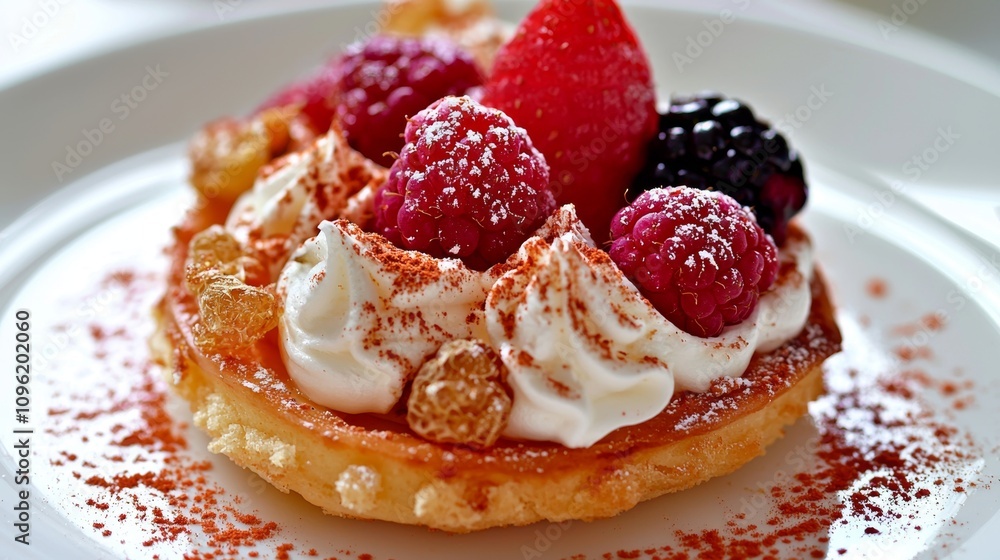 Delicious dessert tart with fresh berries and cream Delicious dessert tart with fresh berries and cream