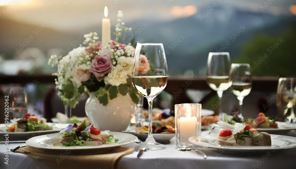 Refined and Elegant Wedding Table Decor with Wine Glasses, Stylish Appetizers, and Sophisticated Accents in a Chic Restaurant Bar Setting for an Unforgettable Celebration Refined and Elegant Wedding Table Decor with Wine Glasses, Stylish Appetizers, and Sophisticated Accents in a Chic Restaurant Bar Setting for an Unforgettable Celebration