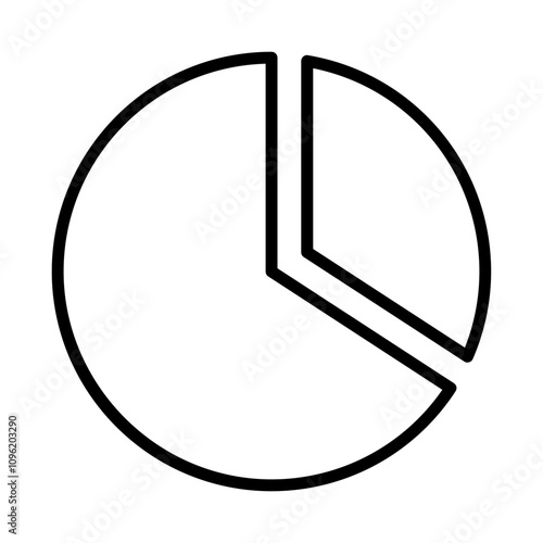 Single black 1/3 pie graph line icon, simple one third diagram infographic flat design vector pictogram, interface elements for app logo web button ui ux isolated on white background