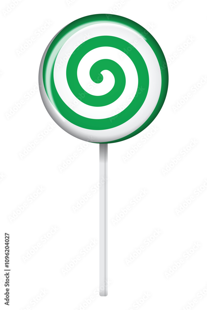 Lollipop with spiral pattern. Striped twisted candy. Illustration for new years day, winter holiday, dessert, new years event. Vector illustration Lollipop with spiral pattern. Striped twisted candy. Illustration for new years day, winter holiday, dessert, new years event. Vector illustration