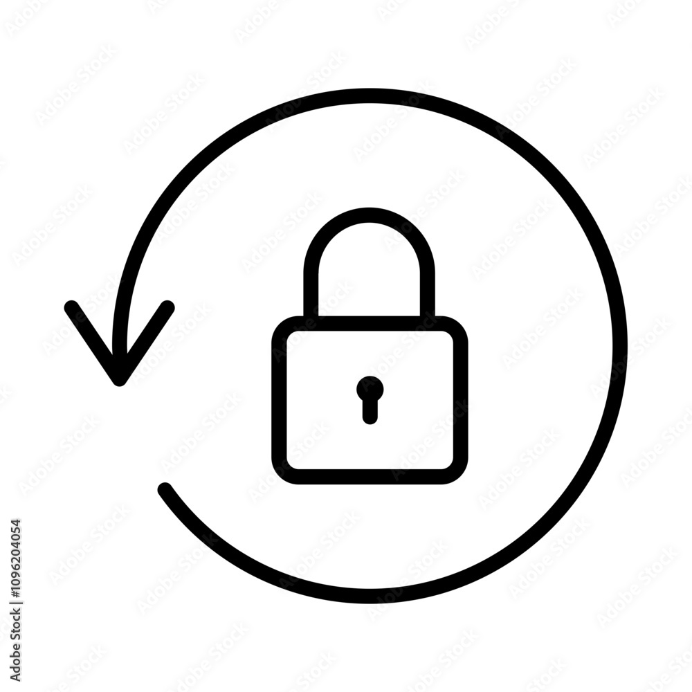Black reset password line icon, simple round key protection flat design vector pictogram, infographic vector for app logo web button banner ui ux interface elements isolated on white background Black reset password line icon, simple round key protection flat design vector pictogram, infographic vector for app logo web button banner ui ux interface elements isolated on white background