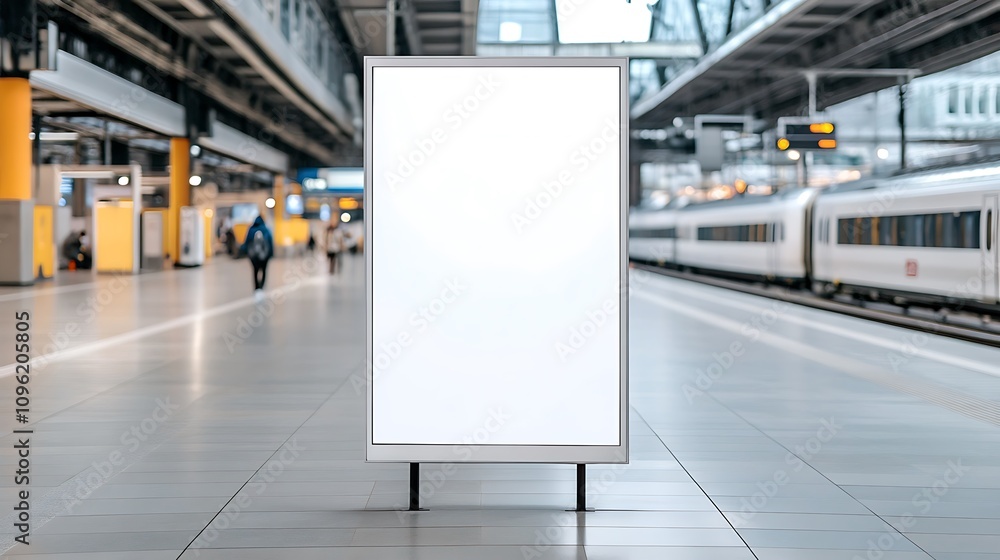 Blank Advertisement Billboard in Modern Train Station. AI Generated Blank Advertisement Billboard in Modern Train Station. AI Generated