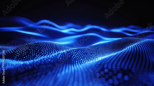 Computer technology, corporate PPT background, 3D rendering, blue abstract curve background.
