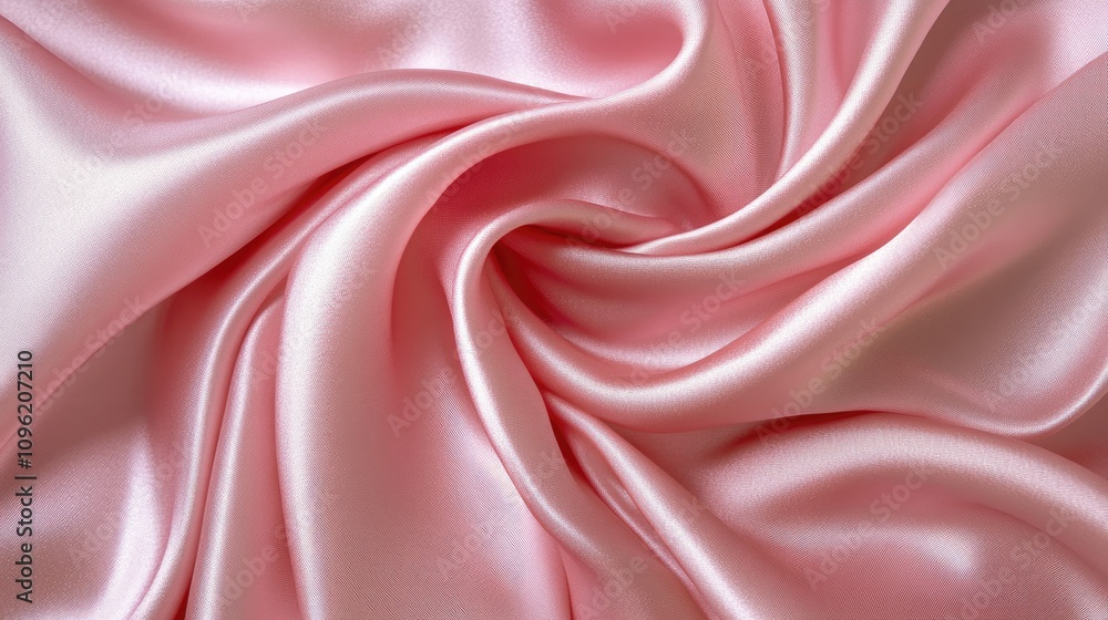 Obraz premium Luxurious smooth pink silk or satin fabric with a soft sheen, perfect backdrop for showcasing skincare products like creams and lotions.