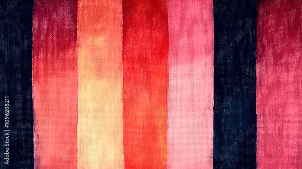 Abstract painting showcasing vibrant stripes in shades of pink, red, and dark hues, perfect for artistic projects, backgrounds, and contemporary decor inspirations.