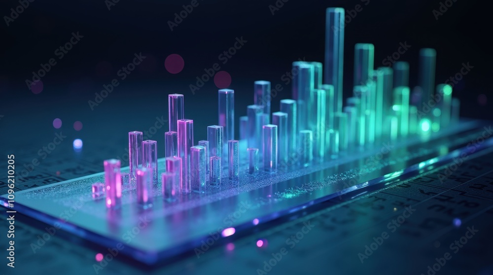 Futuristic 3D Glass Graph with Tinted Lines Futuristic 3D Glass Graph with Tinted Lines