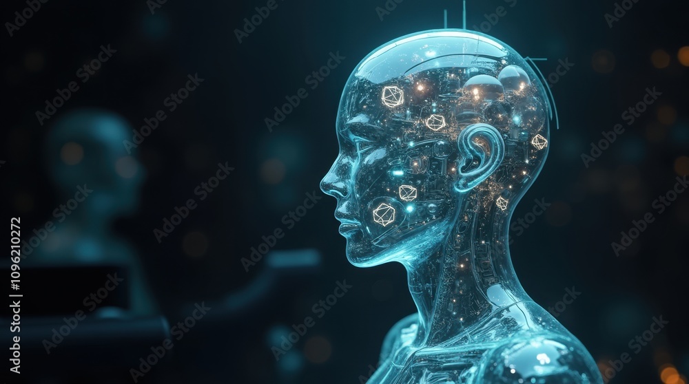 Futuristic Transparent Cyborg Head Futuristic Transparent Cyborg Head