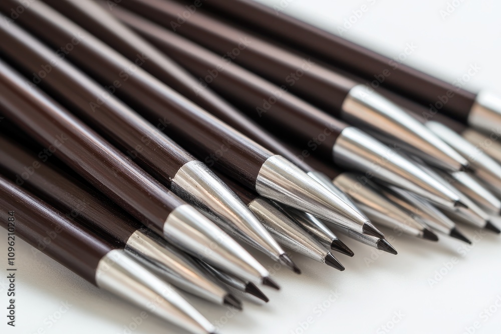 Neatly Arranged Welding Rods on White Background Neatly Arranged Welding Rods on White Background
