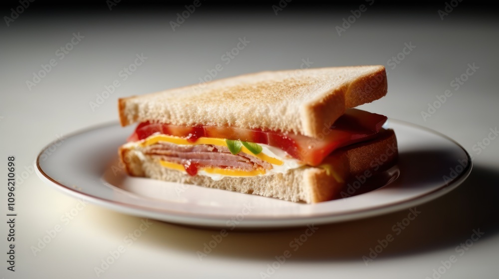 A Delicious Ham and Cheese Sandwich on White Bread A Delicious Ham and Cheese Sandwich on White Bread