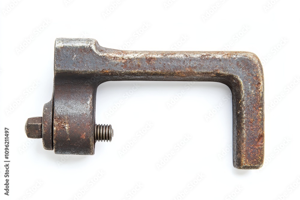 Rusty Metallic Welding Clamp on White Background Rusty Metallic Welding Clamp on White Background