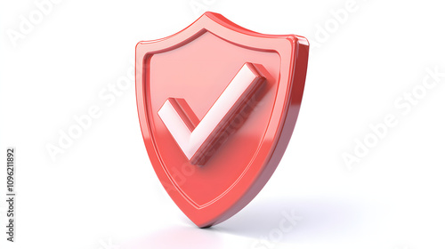  cartoon 3d Icon safety shield check mark perspective . . 3d vector illustration. white background