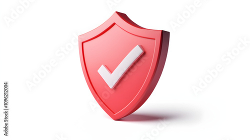  cartoon 3d Icon safety shield check mark perspective . . 3d vector illustration. white background