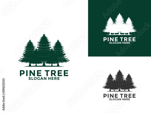 Pine Tree logo icon design illustration vector, Evergreen logo design template
