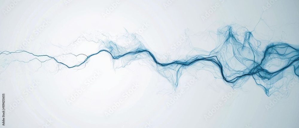 Obraz premium Flowing blue energy wave abstract art digital background calm environment aesthetics