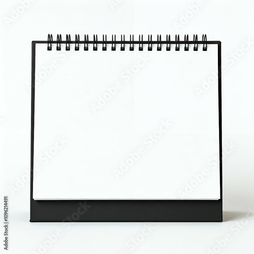 Blank desktop calendar with spiral binding on white background.