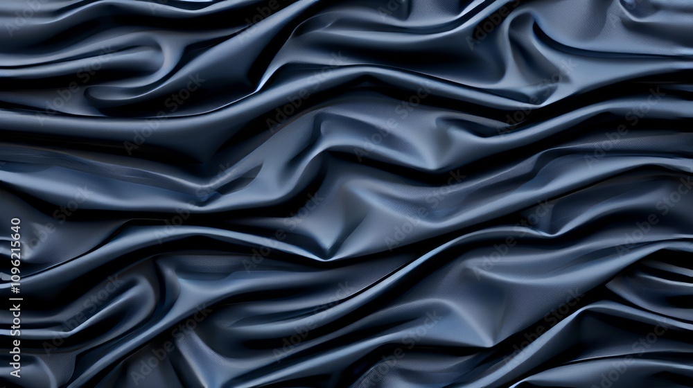Obraz premium Dark, textured fabric with flowing, wavy patterns.