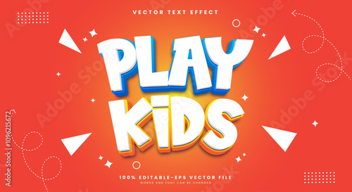 Play kids editable text effect template with 3d style Theme