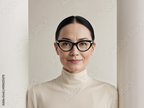 A person wearing glasses as a unique fashion statement. photo