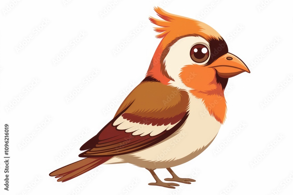 Obraz premium A cartoon illustration of a small orange bird with a white belly.