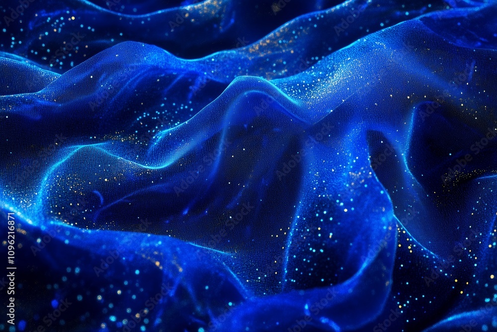 Obraz premium Blue digital particles wave flow, Digital cyberspace abstract background 