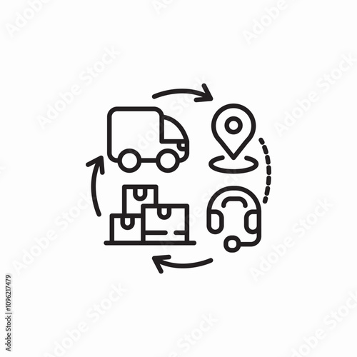 delivery process cycle icon sign vector
