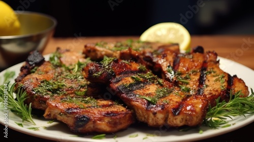 Grilled Pork Chops with Rosemary and Lemon