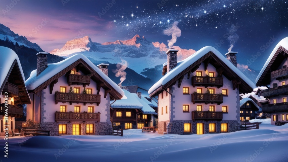 winter landscape with houses winter landscape with houses