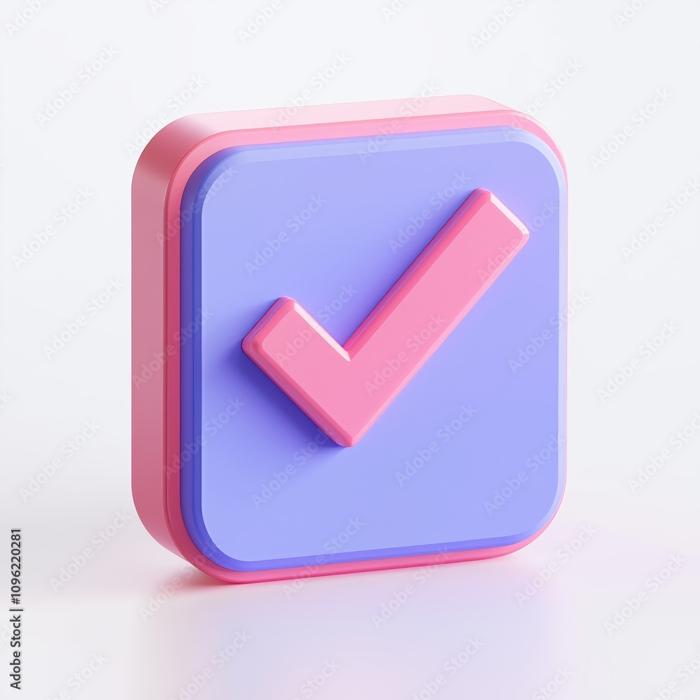 Like or correct symbol icon isolated white background, checkmark button, mobile app icon. 3d render illustration Like or correct symbol icon isolated white background, checkmark button, mobile app icon. 3d render illustration