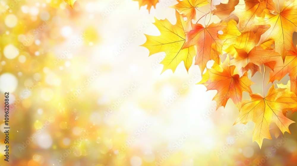 Vibrant autumn maple leaves glowing in warm sunlight with a soft, blurred park backdrop, creating a serene and inviting natural atmosphere filled with golden hues. Vibrant autumn maple leaves glowing in warm sunlight with a soft, blurred park backdrop, creating a serene and inviting natural atmosphere filled with golden hues.